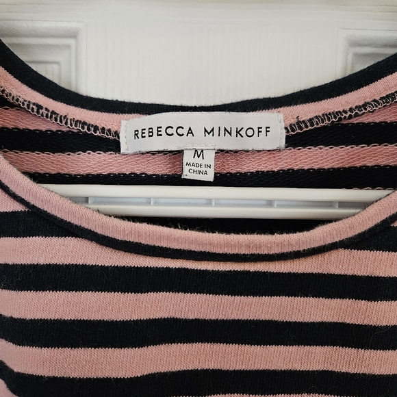 COPY - Rebecca Minkoff navy blue and Pink striped puffy shoulders long sleeve t… - Picture 4 of 8